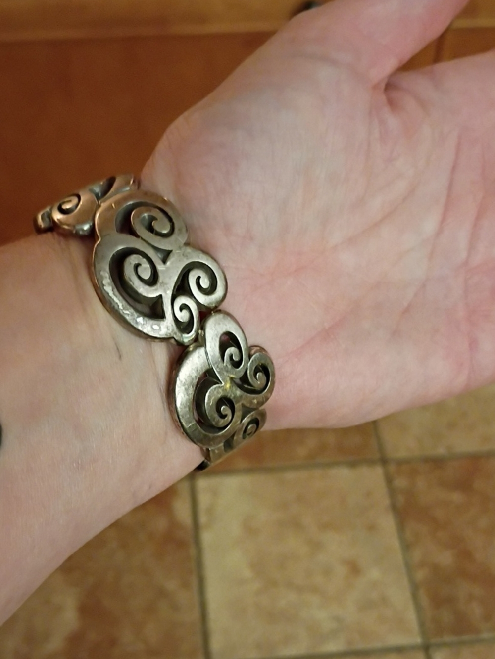 Silver-Tone Brighton Swirl Link Bracelet - Elegant Women's Jewelry